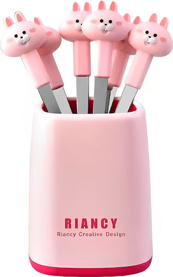 Inox Fruit/Dessert Fork Set Pink 11cm 6pcs