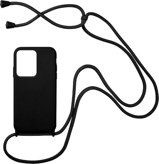 Sonique CarryHang Back Cover Σιλικόνης 0.5mm με Λουράκι Μαύρο (Redmi Note 12 5G / Poco X5 5G)
