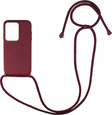 Sonique CarryHang Back Cover Silicone 0.5mm with Strap Burgundy (Xiaomi Redmi Note 12 Pro 5G / Poco X5 Pro 5G)