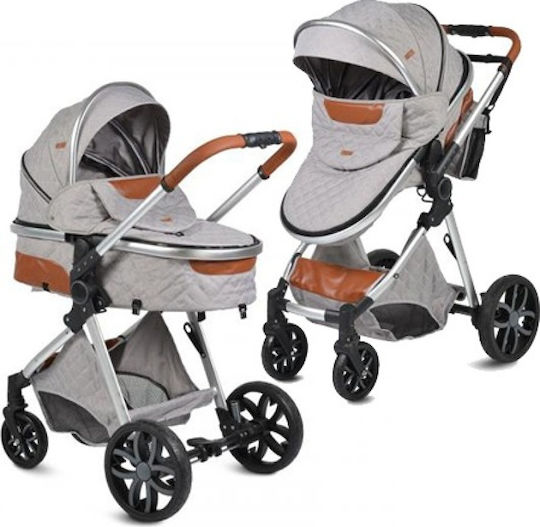Cangaroo Alma Reversible 2 in 1 Baby Stroller Suitable for Newborn Gray Brown 7.5kg