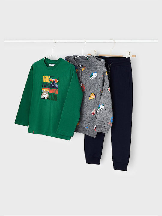 Mayoral Kids Sweatpants Set Gray 3pcs