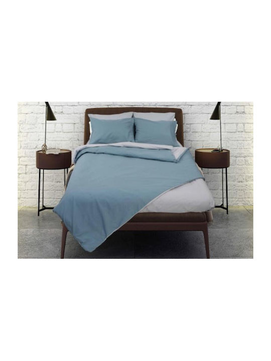 Next Rainbow Σετ Σεντόνια Υπέρδιπλα 220x250εκ. Blue-Ice grey (4τμχ)