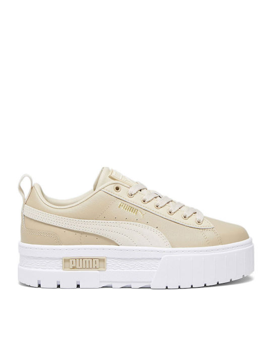 Mayze Lth Women's Flatforms Sneakers Beige