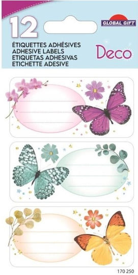 Global Gift Notizbuch-Etiketten Schmetterlinge 12Stück Schmetterlinge Global