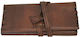 Leon Leon Handmade Brown Artificial Leather Tobacco Pouch with Cord 16x8cm