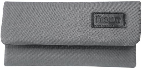 Handgefertigte Stoff Tabaktasche Grau mit Magnetverschluss 16x8cm