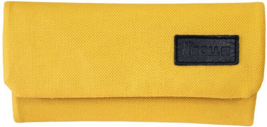 Handmade Fabric Tobacco Pouch Yellow Handmade with Magnetic Closure 16x8cm