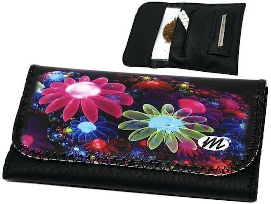 FLOWERS ROXY Lederne Tabaktasche in mit Verschluss 16x8.5cm