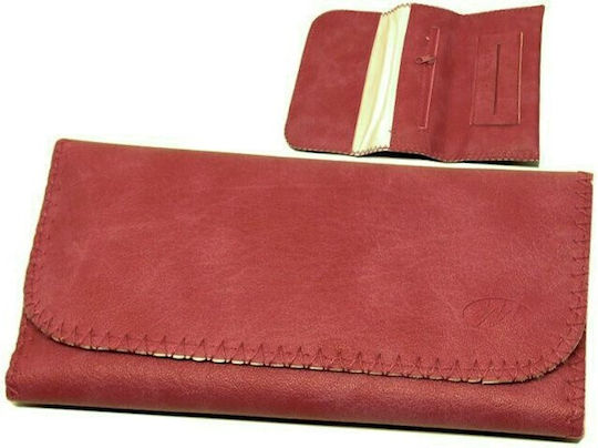 Monte ROXY Lederne Tabaktasche in Rosa mit Verschluss 16x8.5cm