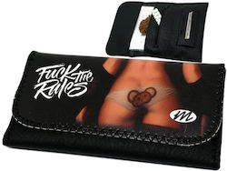 Monte ROXY Lederne Tabaktasche in Schwarz mit V...