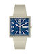 Swatch Swatch Γυναικείο Ρολόι 41.8mm Μπαταρίας με Μπεζ Καουτσούκ Λουράκι