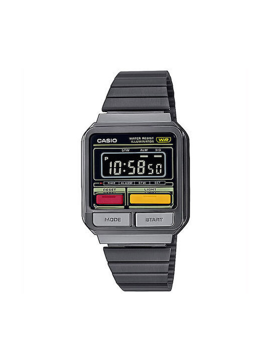 Casio Digital Ceas Baterie cu Negru / Negru Brățară metalică