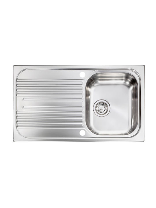 Sanitec Atlantic Ένθετος Νεροχύτης Δεξιός Inox Σατινέ Μ86xΠ50cm Ασημί