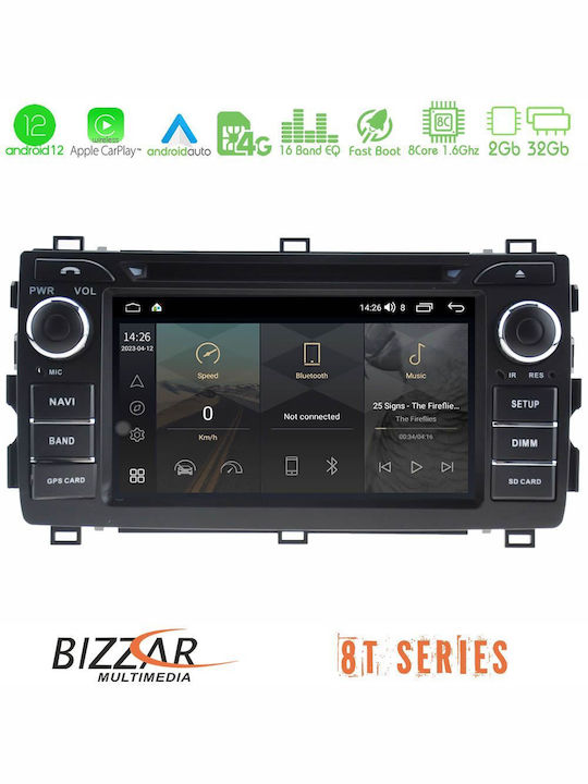 Bizzar Sistem Audio Auto pentru Toyota Auris 2013-2016 (Bluetooth/USB/AUX/WiFi/GPS/Apple-Carplay/Android-Auto) cu Ecran Tactil 7"