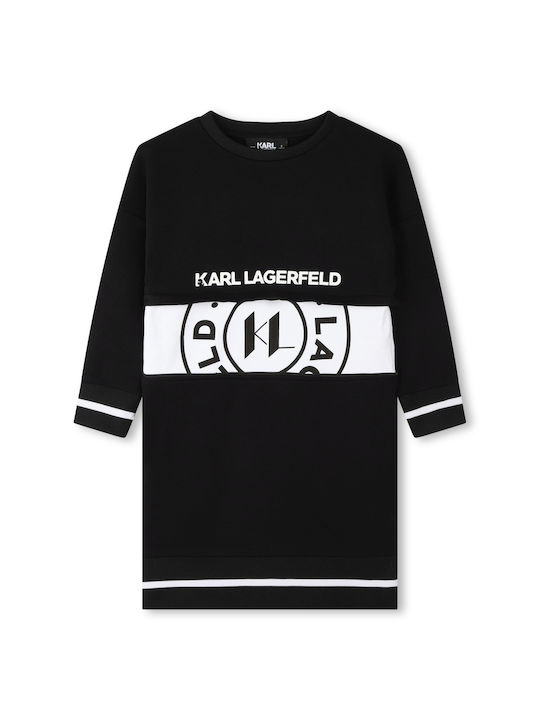 Karl Lagerfeld Mädchenkleider Mädchenkleid Einfach Langärmelig Schwarz