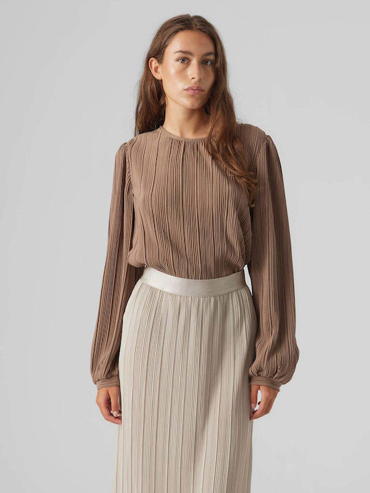 Vero Moda Women's Blouse Long Sleeve Brown