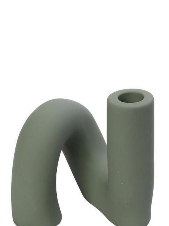 Espiel Candle Holder Ceramic in Green Color 14.5x11.8x13cm 1pcs