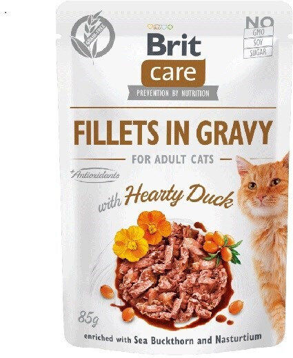 Brit Care Fillets In Gravy Υγρή Τροφή για Ενήλικες Γάτες σε Φακελάκι με Πάπια χωρίς Σιτηρά & Γλουτένη 85gr