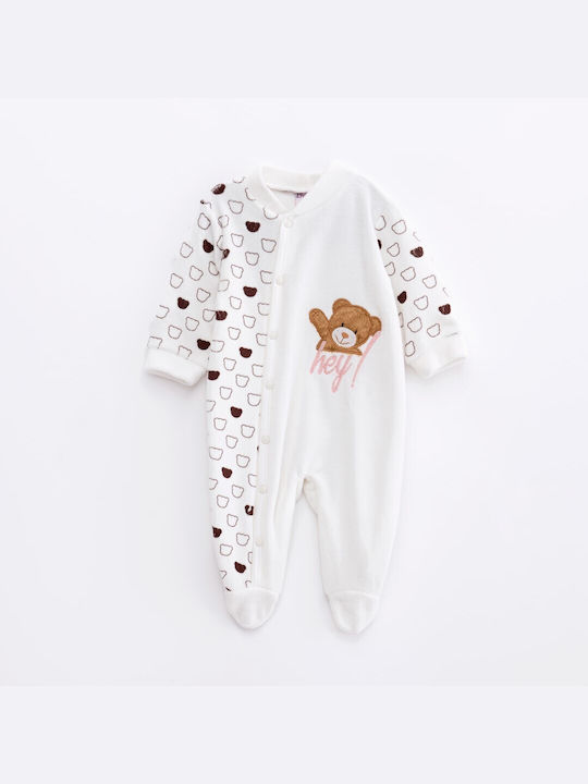 Funky Baby Bodysuit Set Long-Sleeved Velvet Ecru