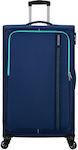 American Tourister Sea Seeker Large Travel Suitcase Fabric Combat Navy with 4 Wheels Height 80cm.
