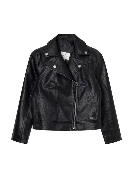 Selene Kinder Lederjacke Kurz Schwarz