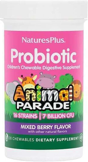 Nature's Plus Animal Parade Probiotic Συμπλήρωμα με Προβιοτικά για Παιδιά 30 μασώμενες ταμπλέτες Mixed Berry