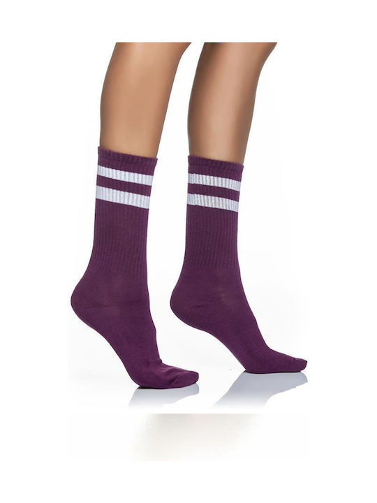 Inizio Women's Solid Color Socks Purple