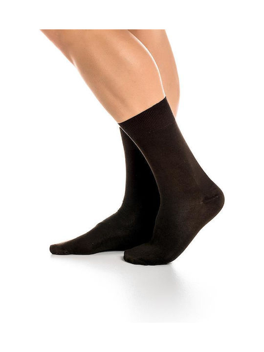 Inizio Men's Solid Color Socks Brown