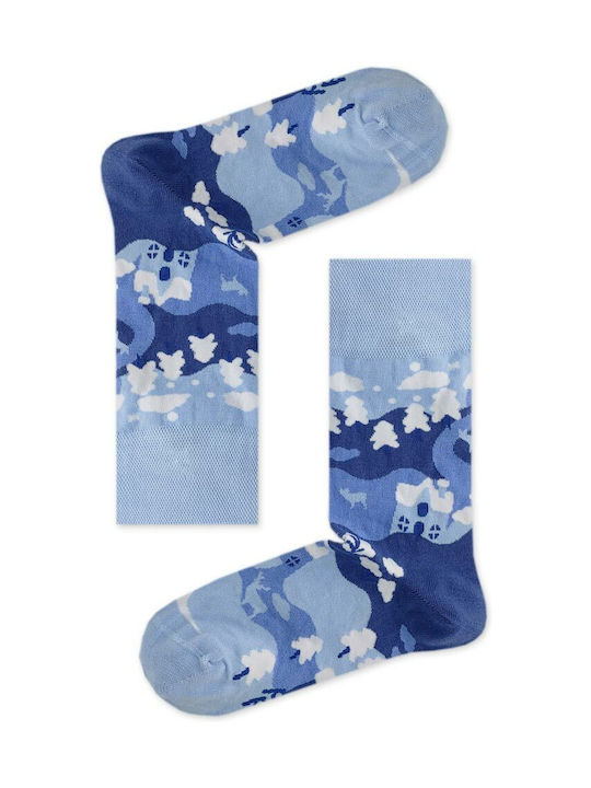 Axidwear AXID Γυναικείες Κάλτσες με Σχέδια Γαλάζιες