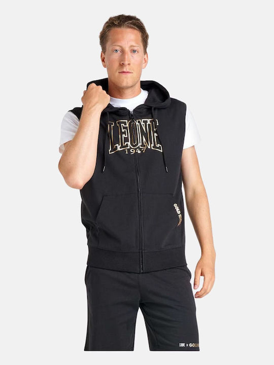 Leone 1947 Men's Sweatshirt Jacket with Hood Black