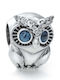Pandora Owl Charm In Blue Silver