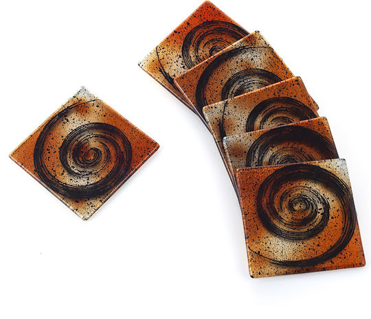 Moda Mostra Untersetzer Glas Orange 9x9cm 6Stück Moda Mostra Untersetzer Glas Orange 9x9cm 6Stück