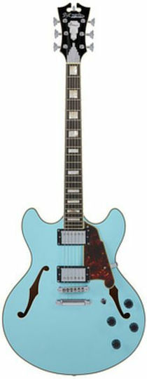 D'Angelico Premier DC Electric Guitar With Shape ES and HH Pickups Layout Sky Blue