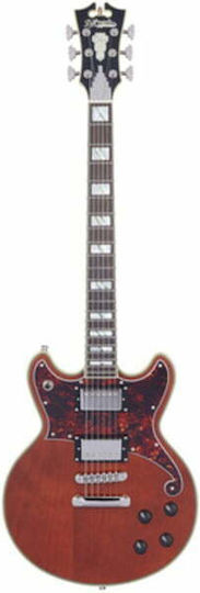D'Angelico Deluxe Brighton Elektrische Gitarre SG mit HH Tonabnehmerkonfiguration Matte Walnut mit Tasche