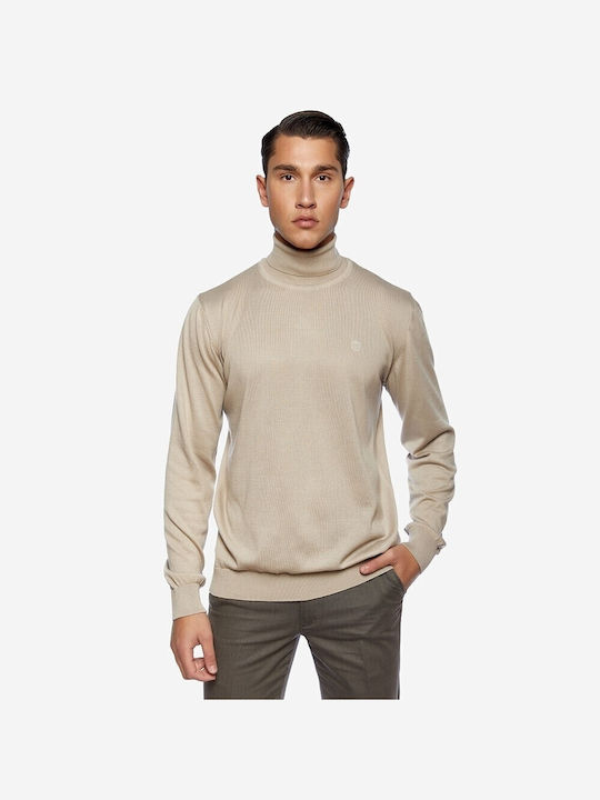 Brokers Jeans Men's Long Sleeve Sweater Turtleneck Beige