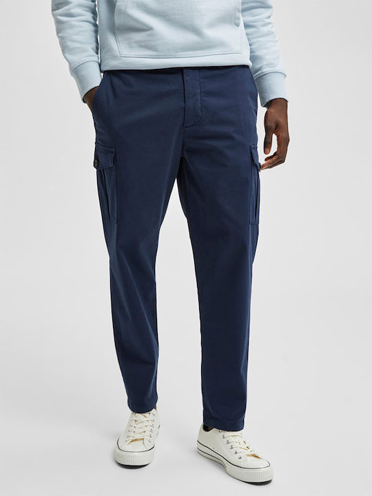 Selected Pantaloni cu Croială Slim Albastru