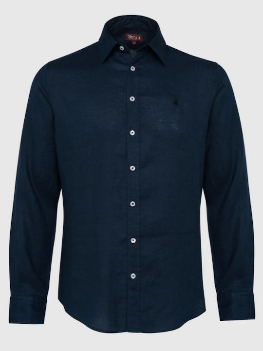 Malboro Classics OVERDYED Linen Shirt Blue