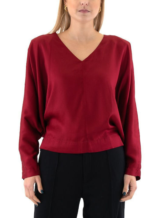 Women's Blouse Long Sleeve with V Neckline Khaki