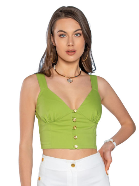 Γυναικείο Crop Top με Τιράντες Καλοκαιρινό Πράσινο
