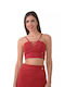 Cento Fashion Women's Crop Top with Straps Red