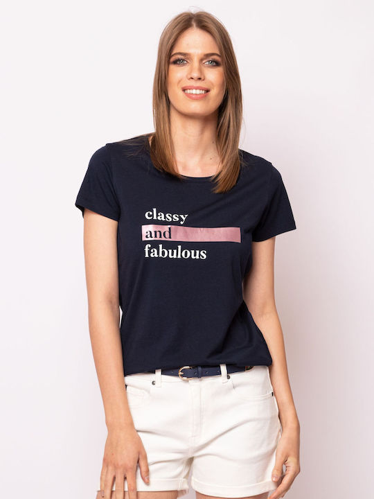 Heavy Tools MIGNON Women's T-shirt Navy Blue