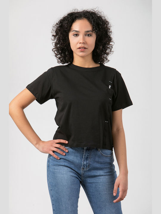 Simple Fashion Damen Sommer Bluse Baumwolle Kurzärmelig Schwarz