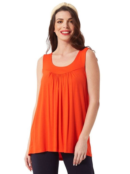 Anna Raxevsky Women's Summer Blouse Sleeveless Orange