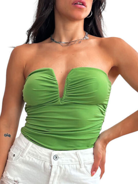 Chica Damen Sommer Crop Top Grün