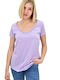 First Woman Women's T-shirt with V Neckline Purple