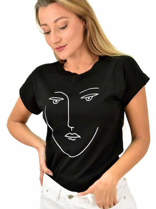 First Woman Γυναικείο T-shirt Μαύρο