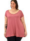 First Woman Women's Oversized T-shirt with V Neckline Burgundy