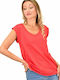 First Woman Women's T-shirt with V Neckline Red