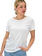 First Woman Women's Summer Blouse Cotton Short Sleeve White