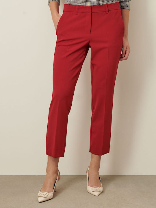 Marella Women's Fabric Trousers in Slim Fit Red